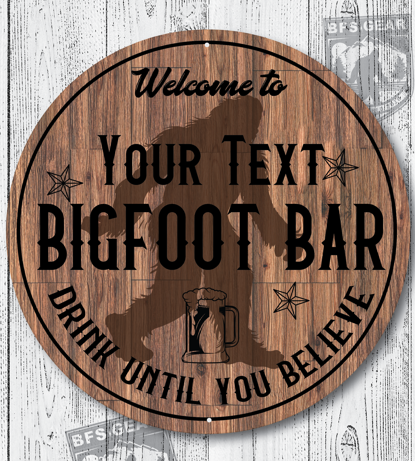 Personalized Bigfoot Bar 12x12 Metal Sign