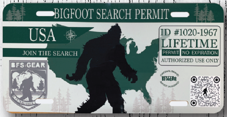 Bigfoot Search Permit License Plate