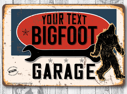 Personalized Bigfoot Garage 12x18 Metal Sign
