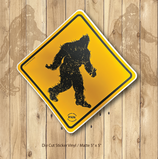 Bigfoot Crossing Caution Sticker