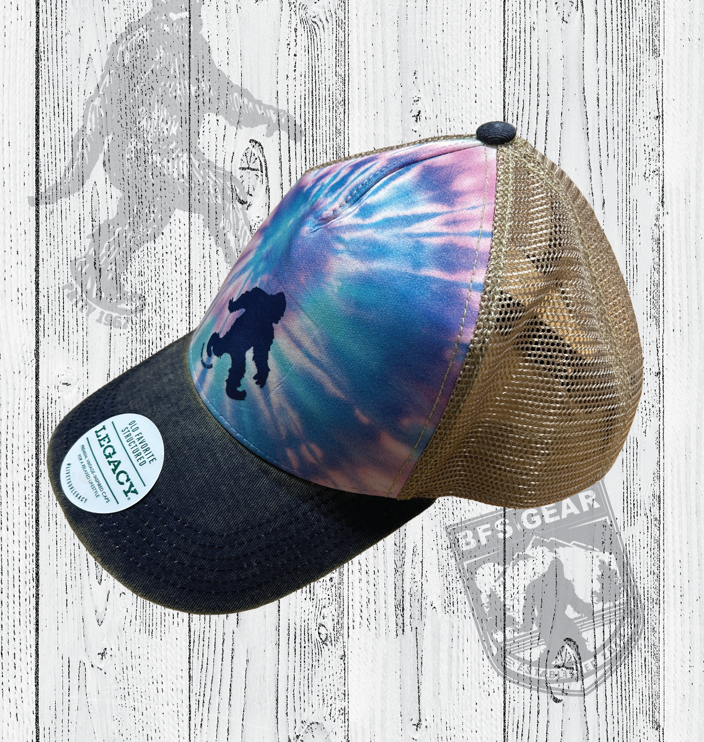 Bigfoot Search Gear Legacy Tie Dye Trucker Hat
