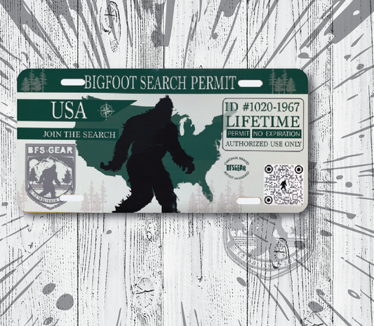 Bigfoot Search Permit License Plate
